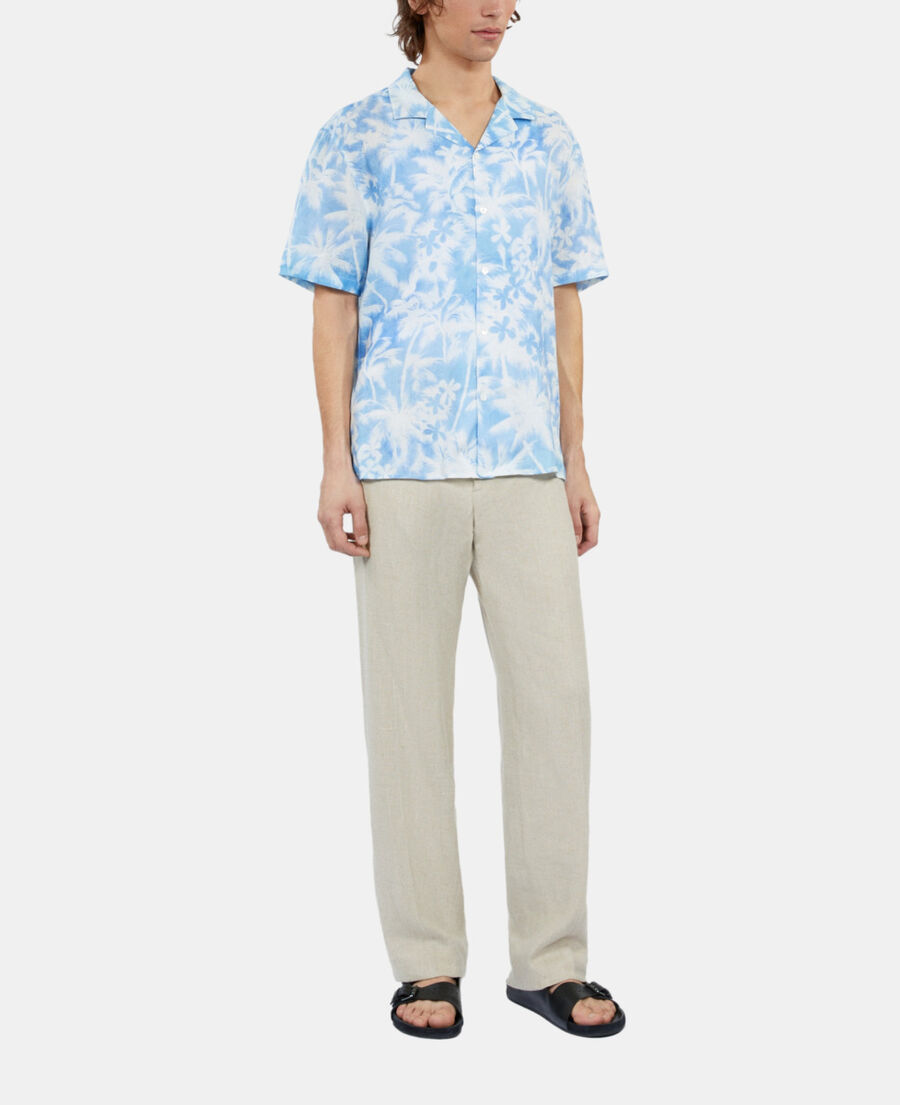 The Kooples H WHITE / BLUE short-sleeved printed shirt