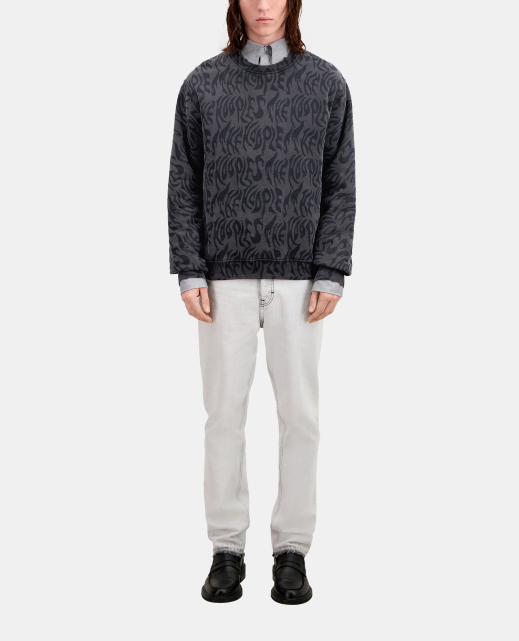 Men's Printed sweatshirt, BLACK WASHED, hi-res image number null