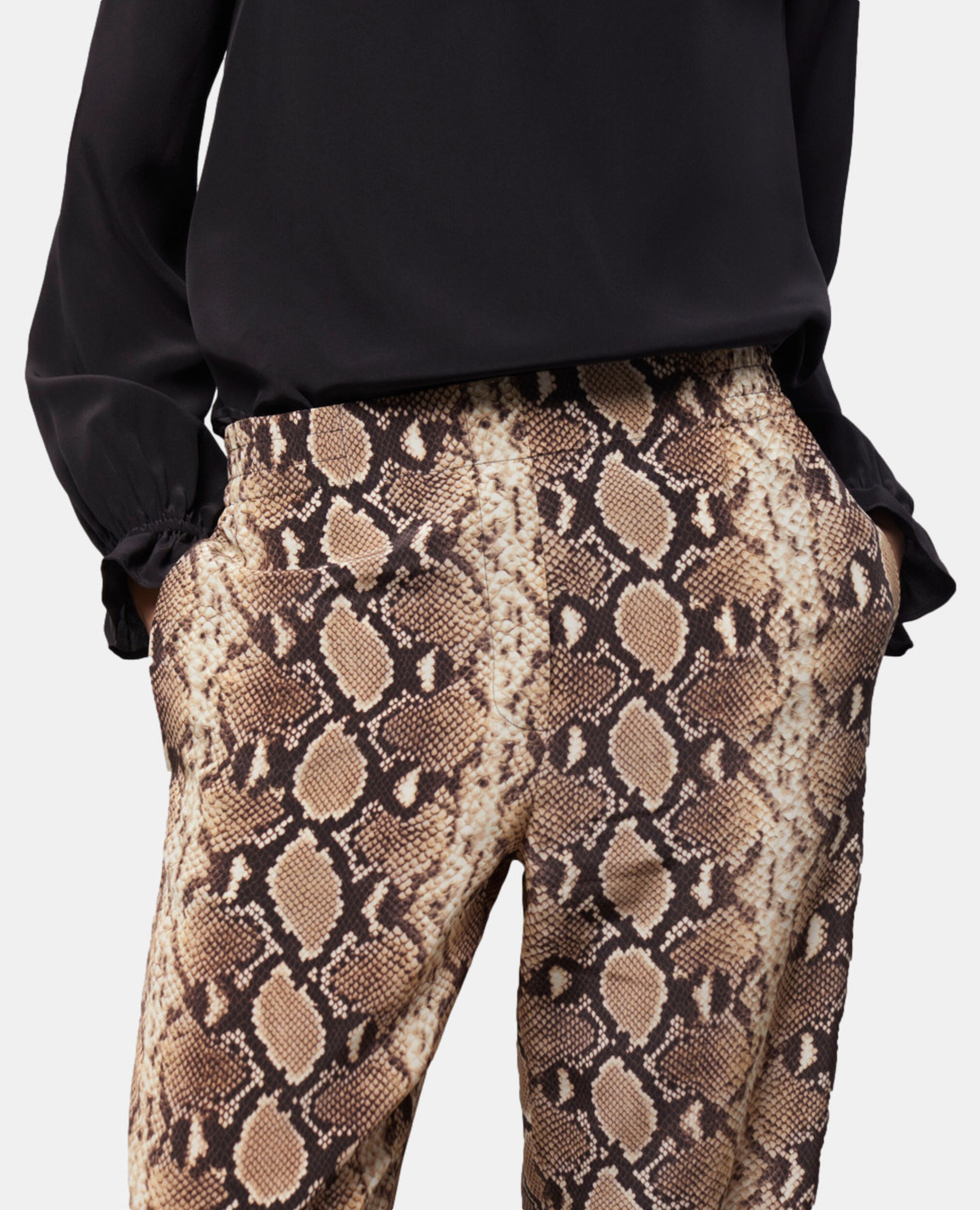 Snakeskin print pants, BEIGE, hi-res image number null