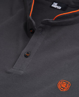The Kooples H BLACK-ORANGE  black officer collar polo shirt