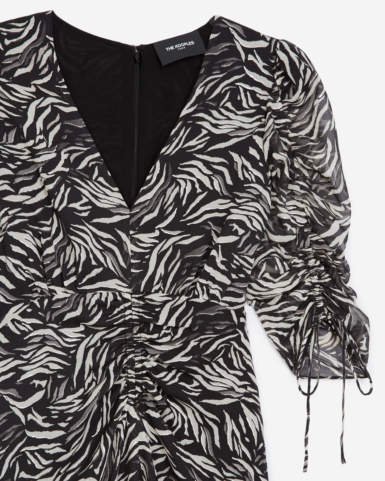 The Kooples FEMME BLACK WHITE robe longue noire et blanche motif zébré