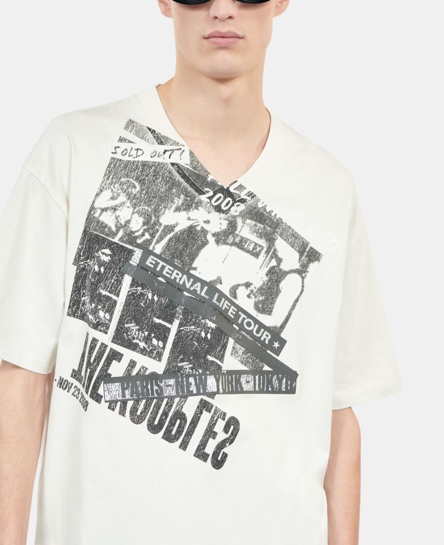 The Kooples H ECRU ecru eternal life tour serigraphy t-shirt