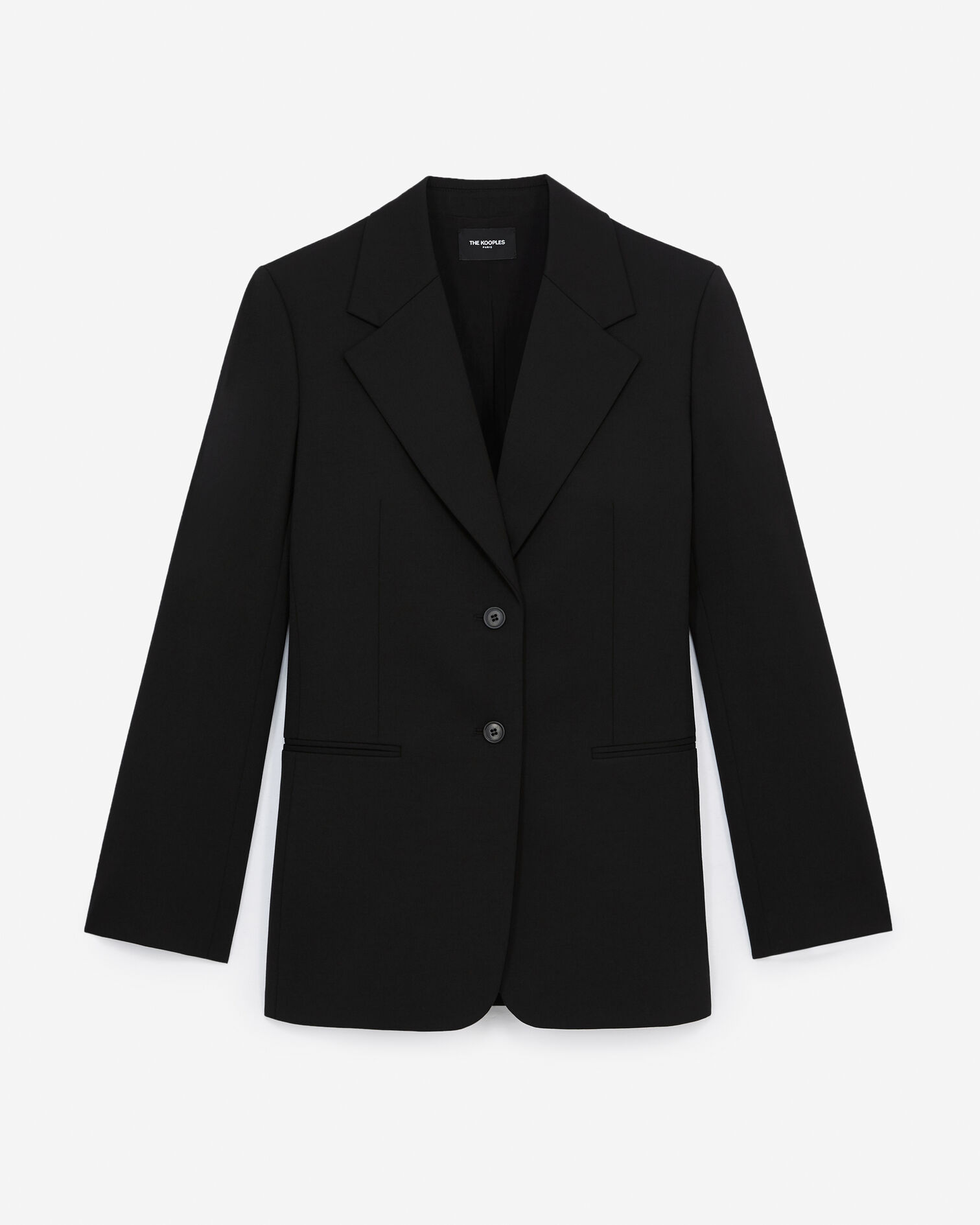Veste laine noire à épaulettes boutonnée, BLACK, hi-res image number null