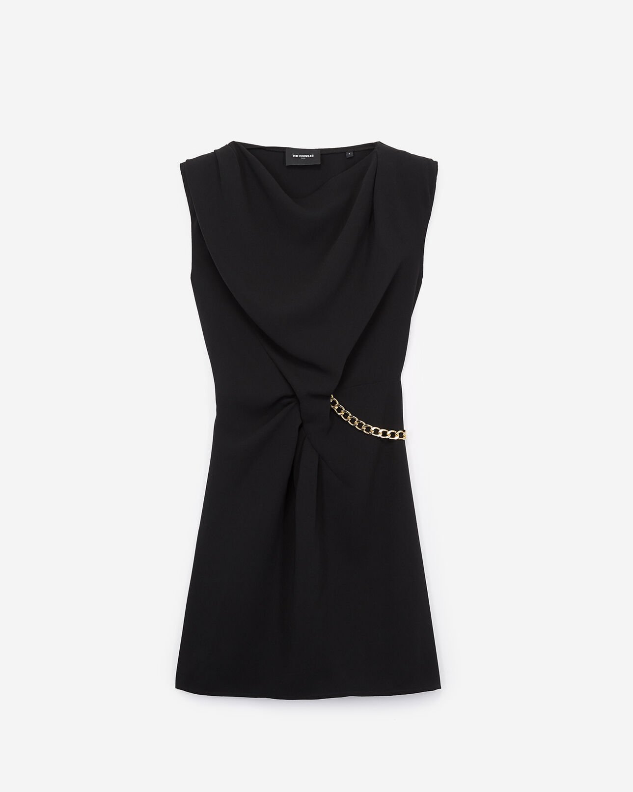 The Kooples DAMEN BLACK drapiertes, ärmelloses kleid in schwarz