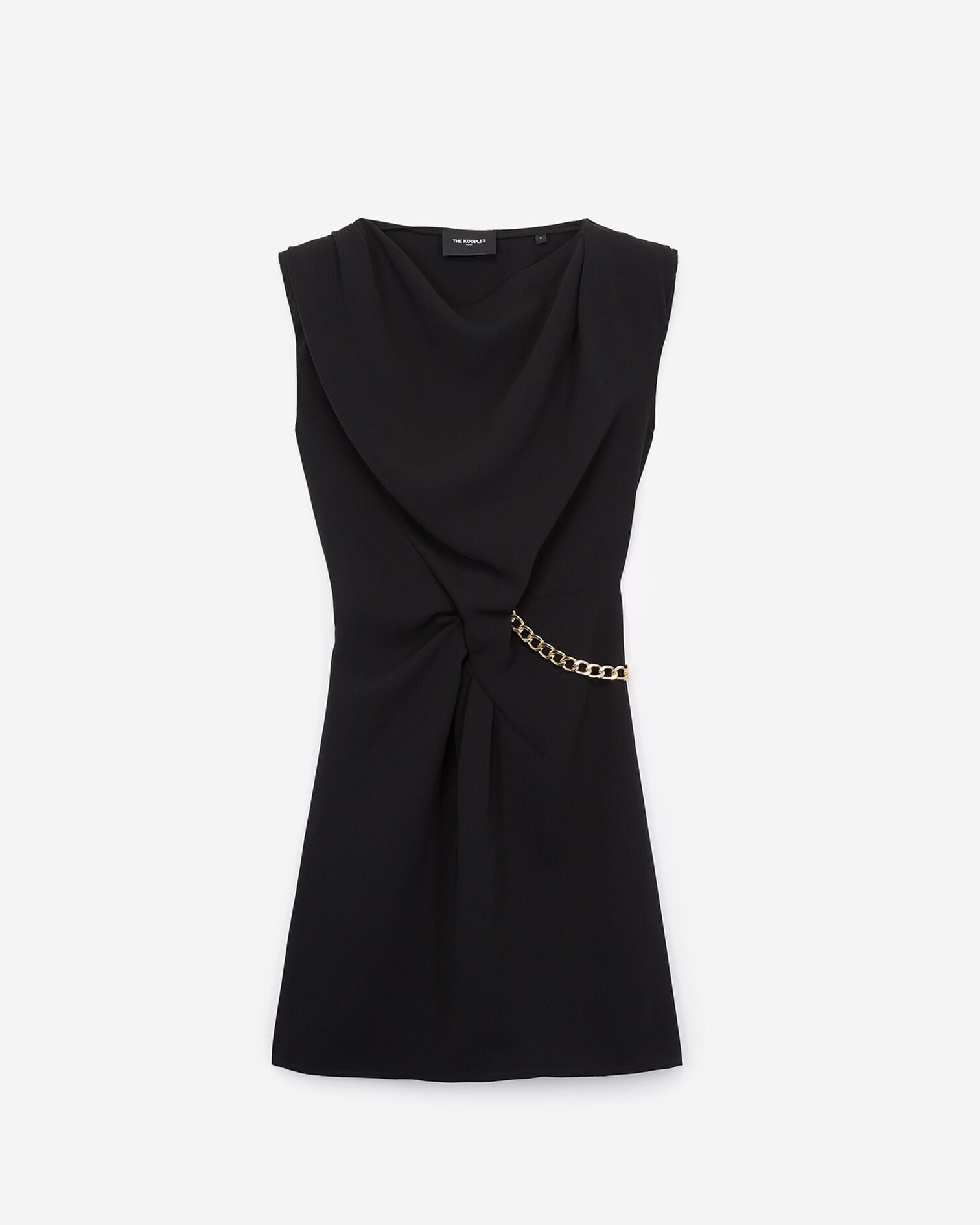 Drapiertes, ärmelloses Kleid in Schwarz, BLACK, hi-res image number null