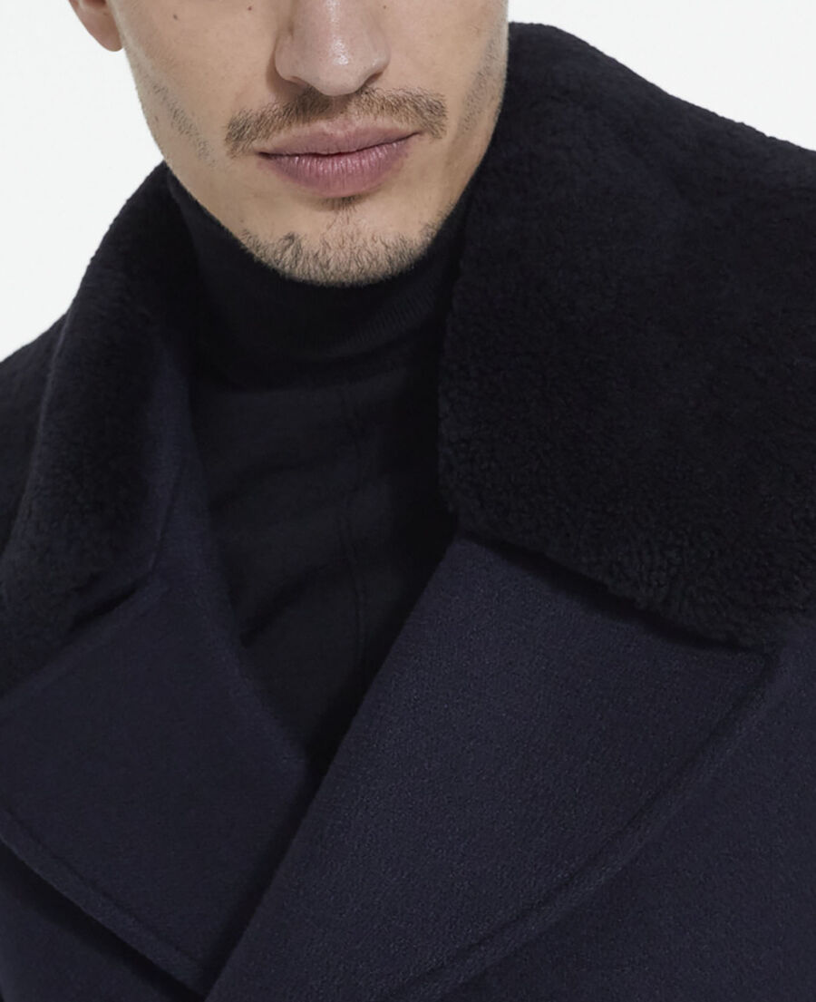 manteau en laine bleu marine
