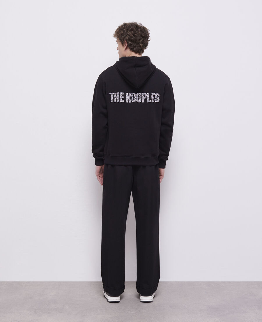 sweatshirt logo strass noir