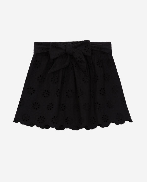 jupe courte noire en broderie anglaise
