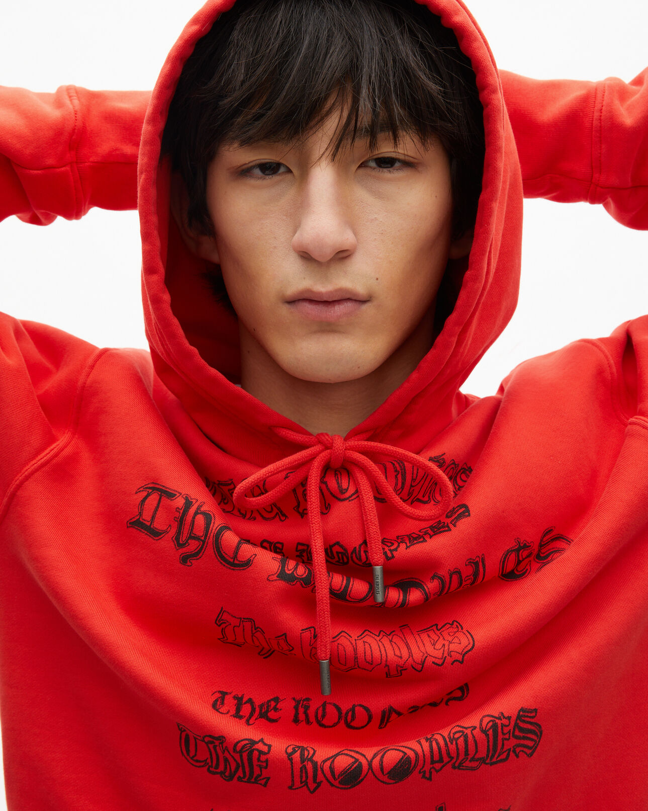 The Kooples H RED hooded sweatshirt with red screen print