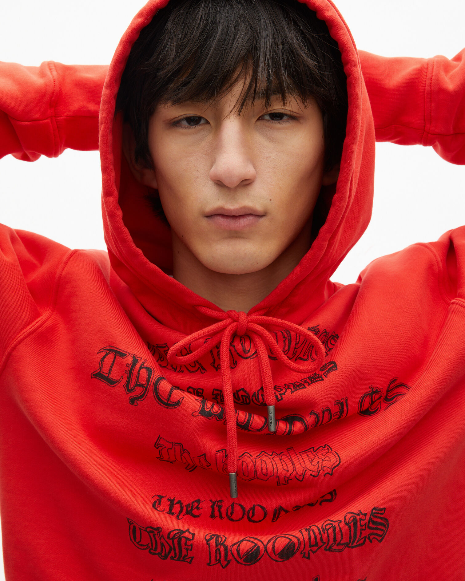 Hooded sweatshirt with red screen print, RED, hi-res image number null