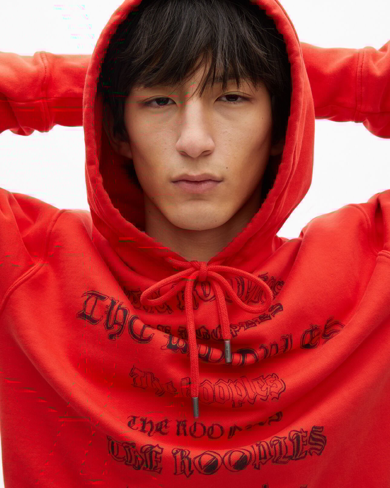 The Kooples HERREN RED kapuzen-sweatshirt mit rotem siebdruck
