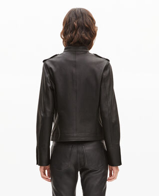 The Kooples FEMME BLACK blouson en cuir style officier noir