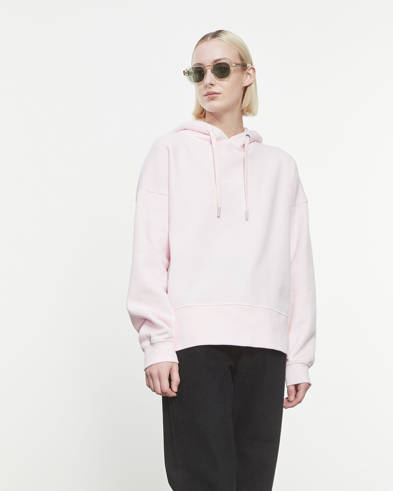 The Kooples FEMME PINK sweat rose à capuche et logo imprimé