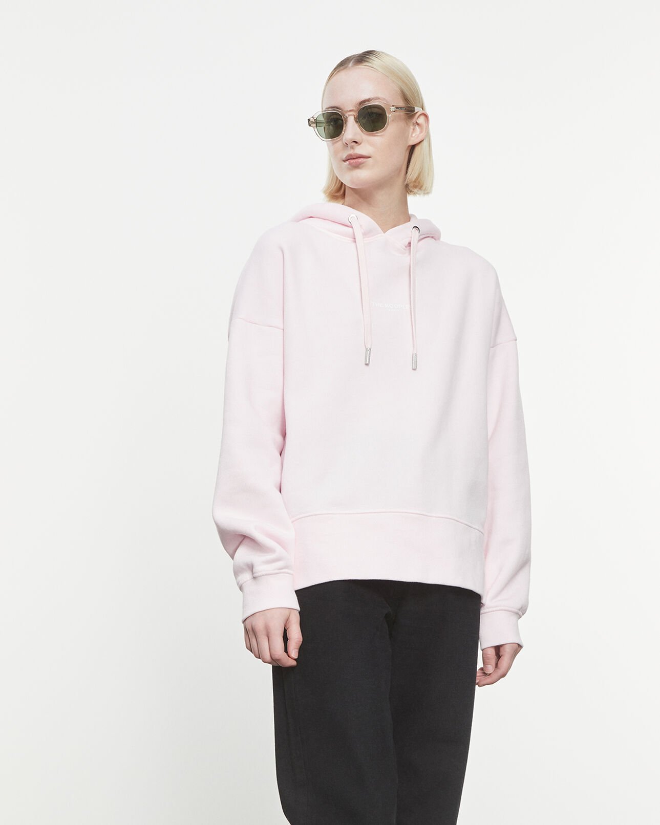 The Kooples FEMME PINK sweat rose à capuche et logo imprimé