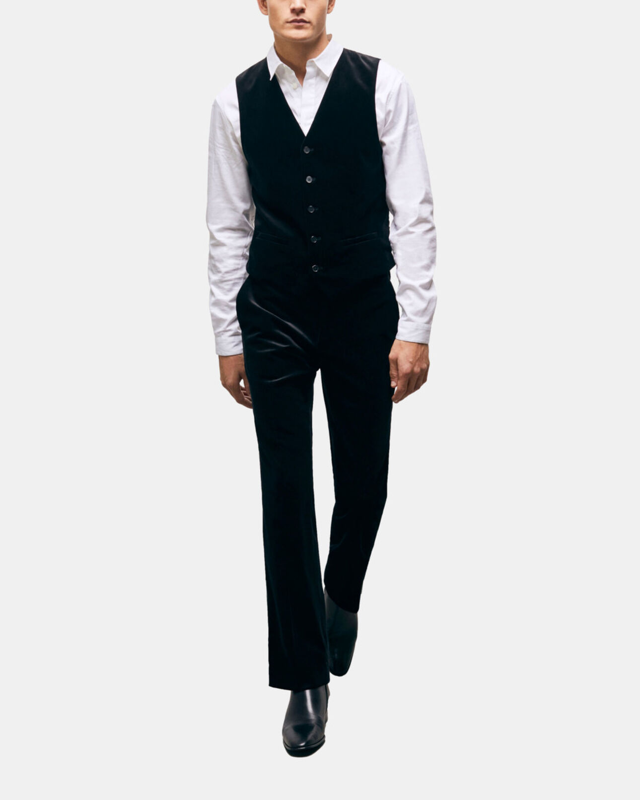 The Kooples MEN BLACK black velvet suit vest