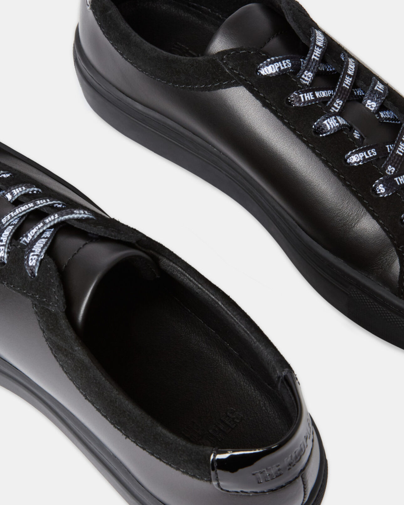 The Kooples WOMEN BLACK black leather sneakers