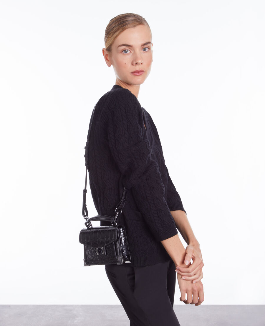 cardigan noir en laine torsadée