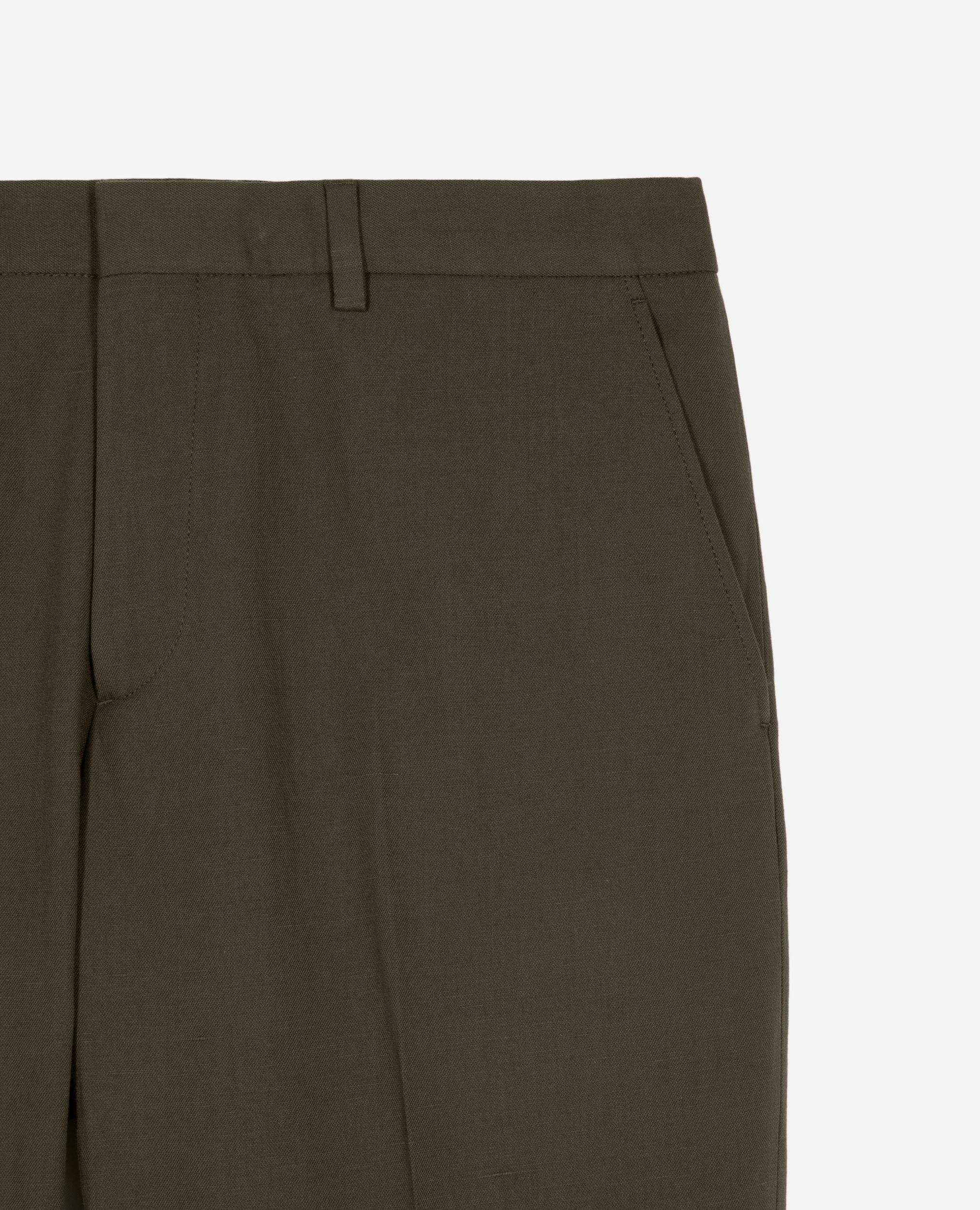 Straight-cut khaki cotton and linen suit pants, KAKI, hi-res image number null