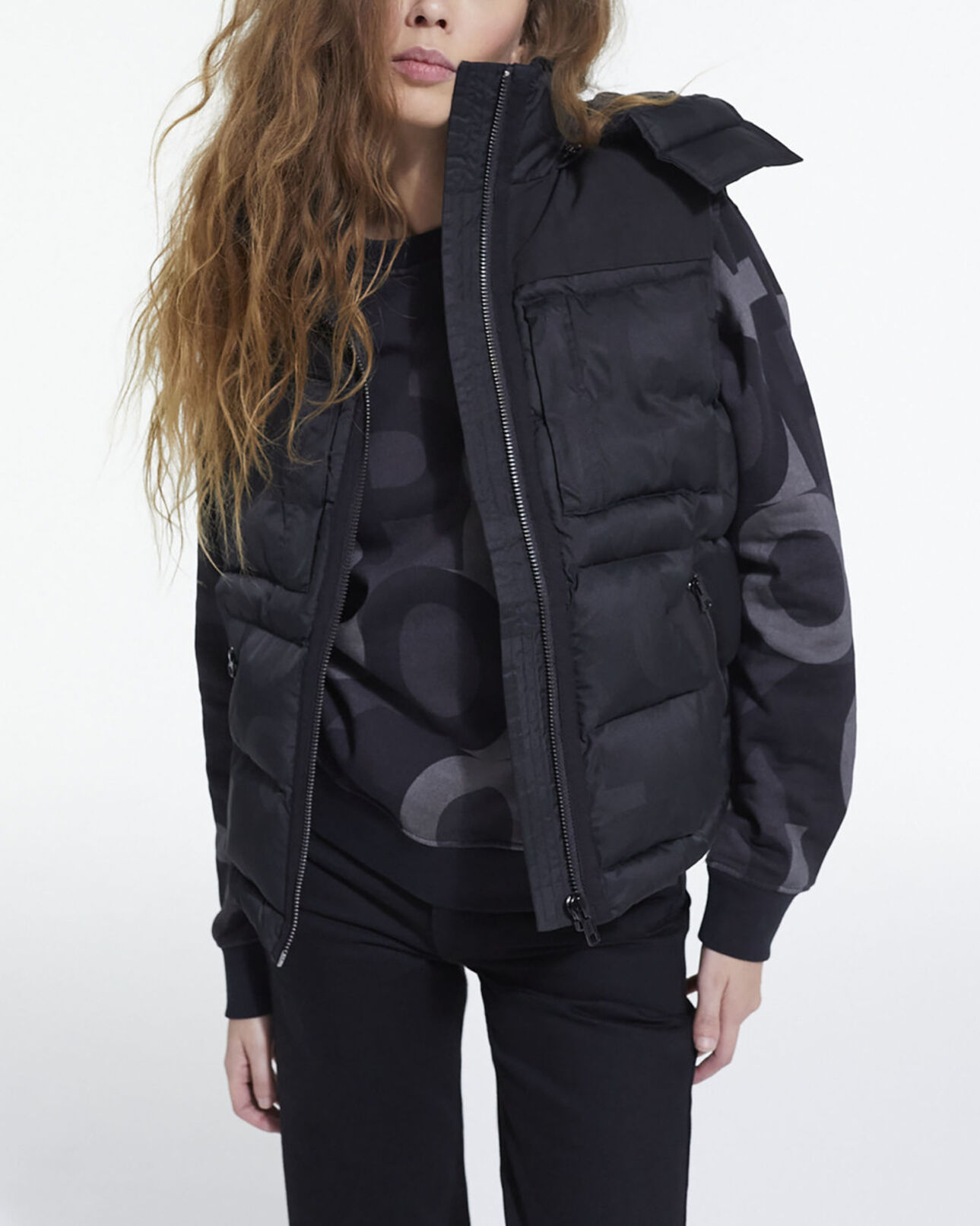 The Kooples FEMME BLACK doudoune logo the kooples noire
