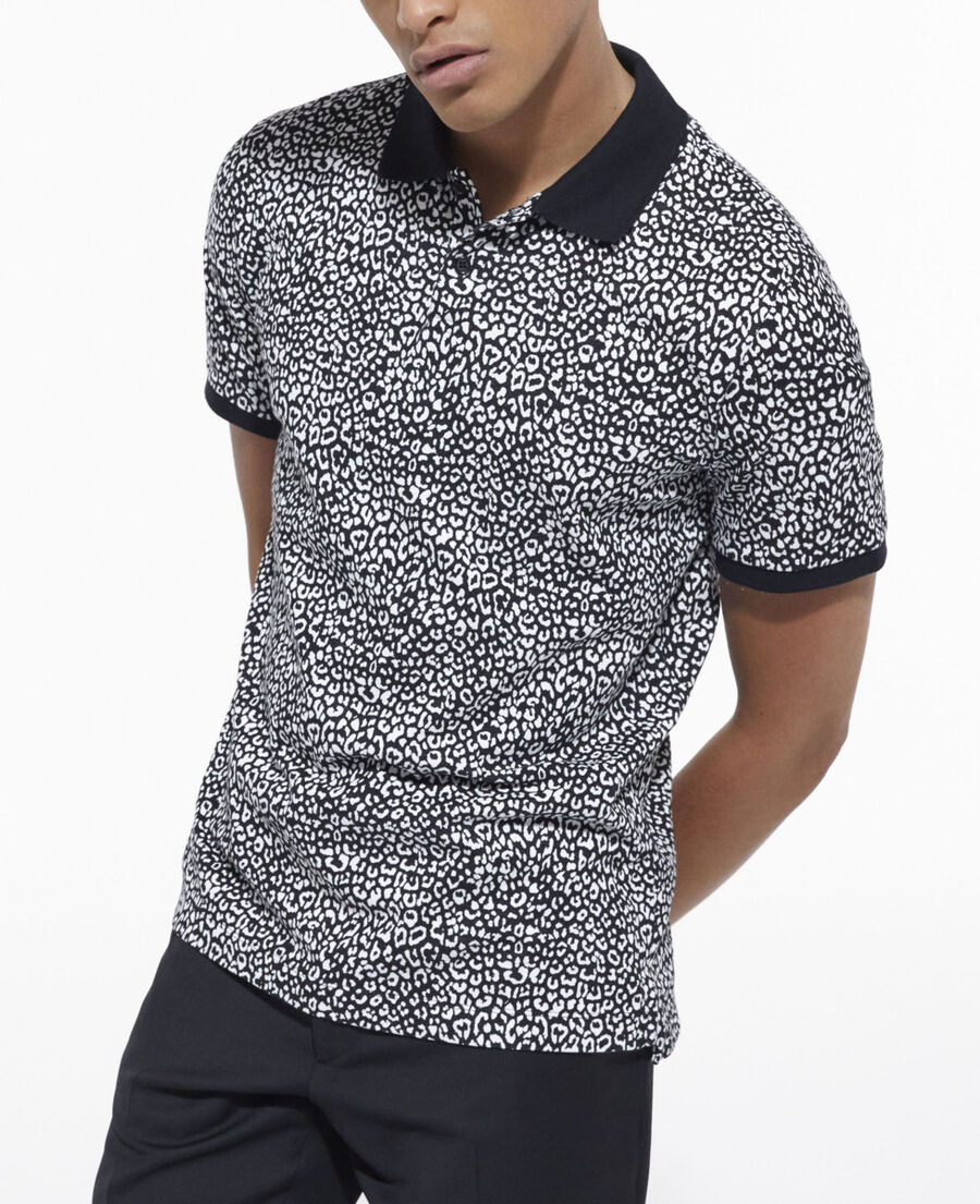 black leopard print polo