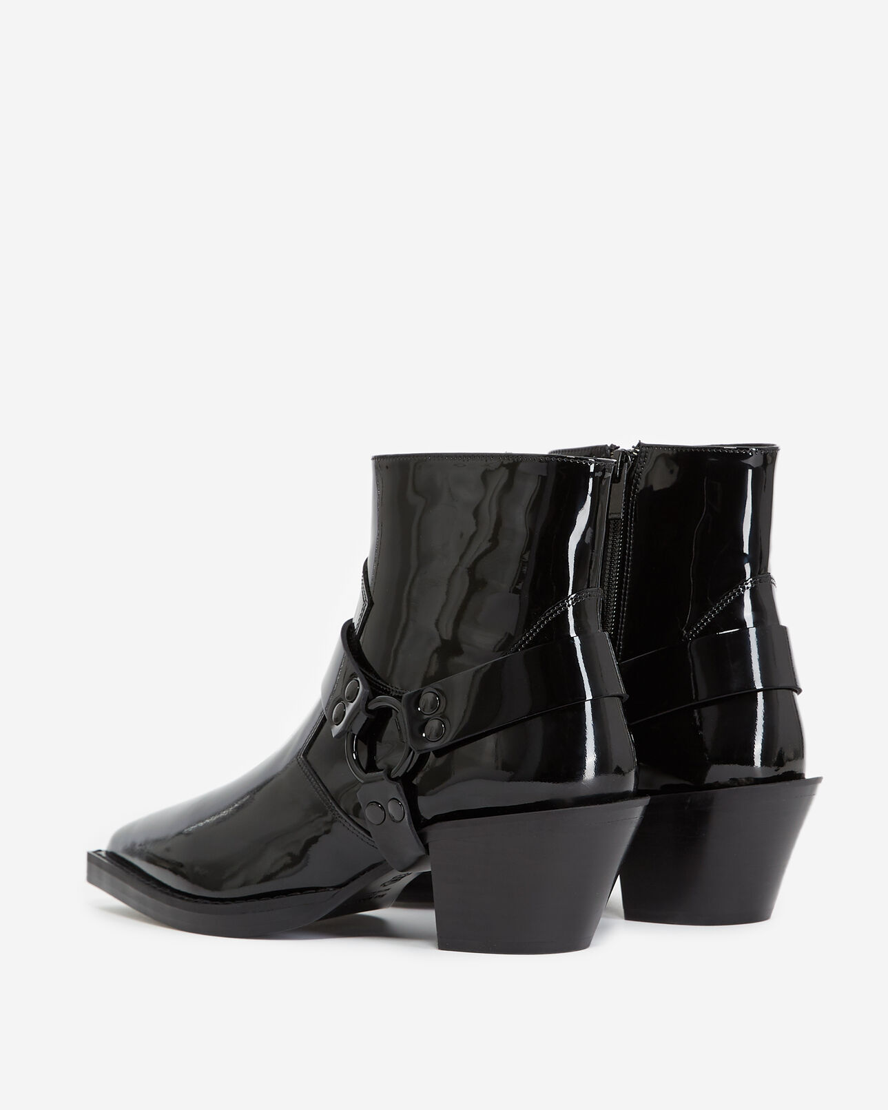 The Kooples FEMME BLACK bottines noires cuir verni style western
