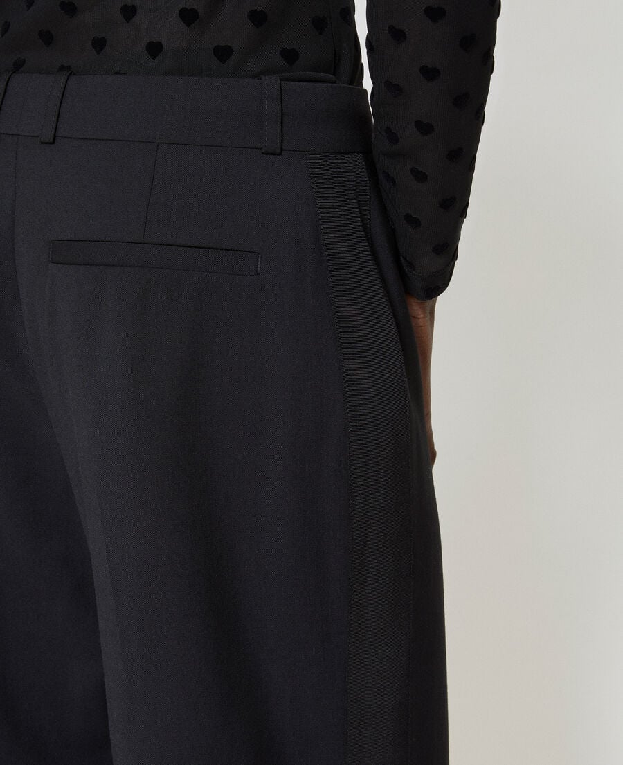 The Kooples WOMEN BLACK wide-leg pants with black wool stripe