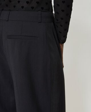 The Kooples WOMEN BLACK wide-leg pants with black wool stripe