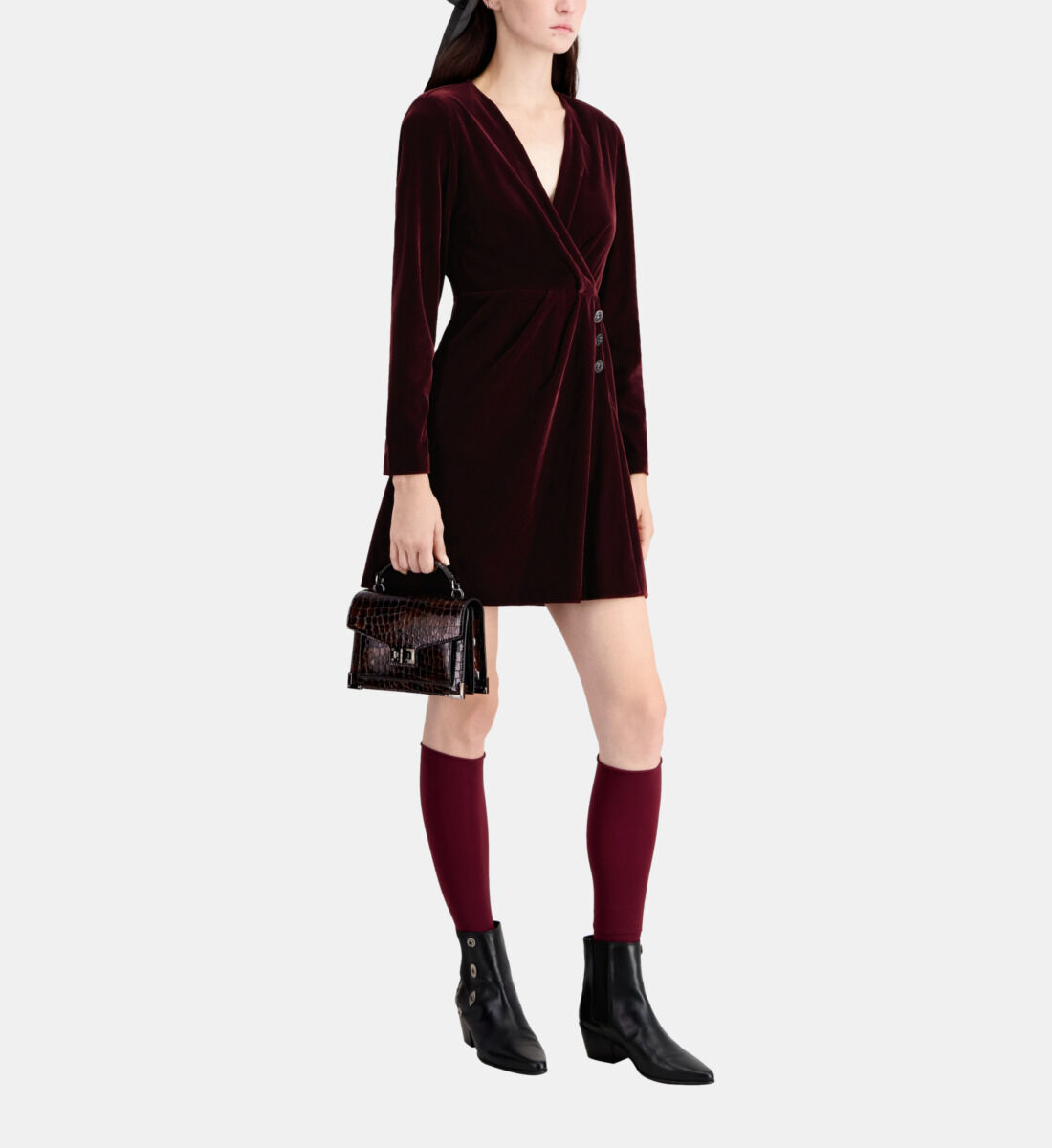 Short burgundy velvet dress