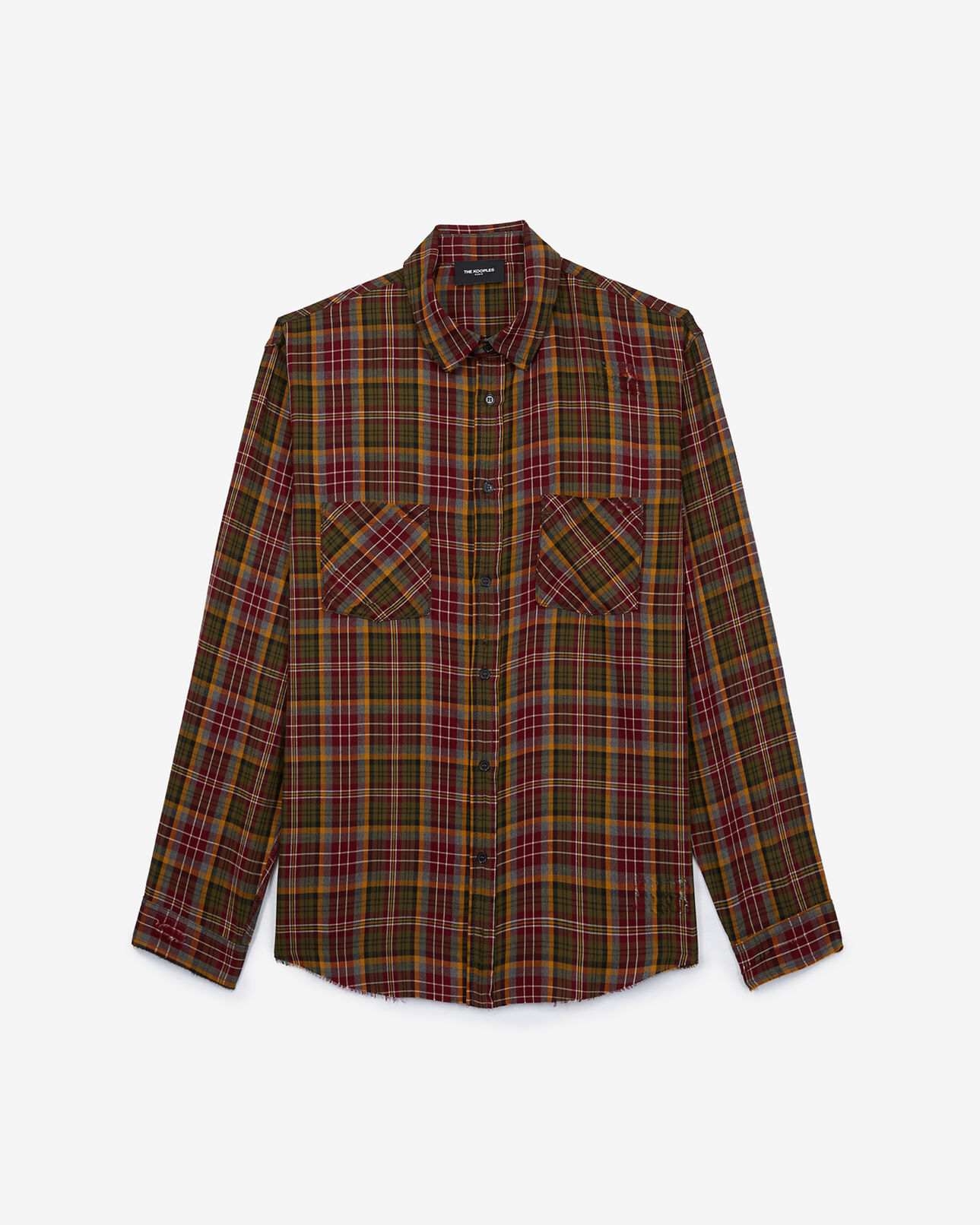 The Kooples HERREN RED / YELLOW rot-gelb kariertes viskose-hemd im relaxed-schnitt