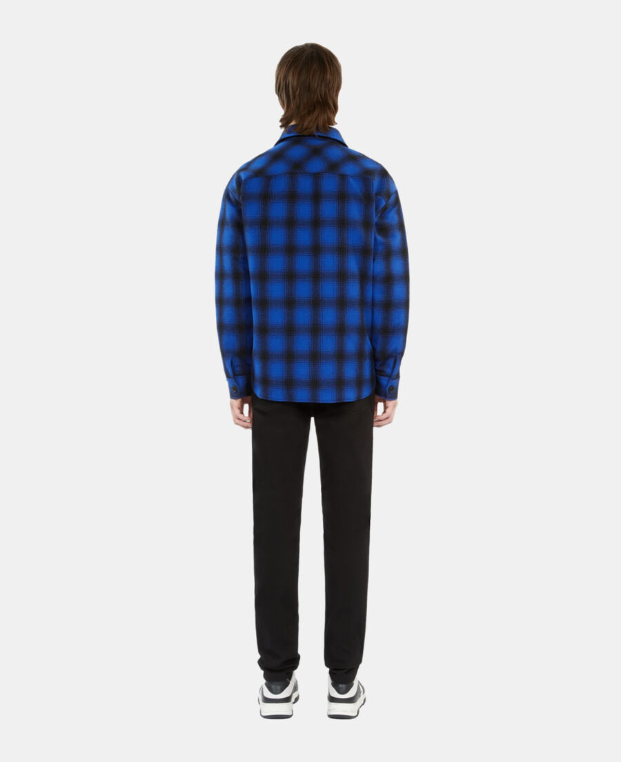 The Kooples H BLUE BLACK checkered wool-blend overshirt jacket