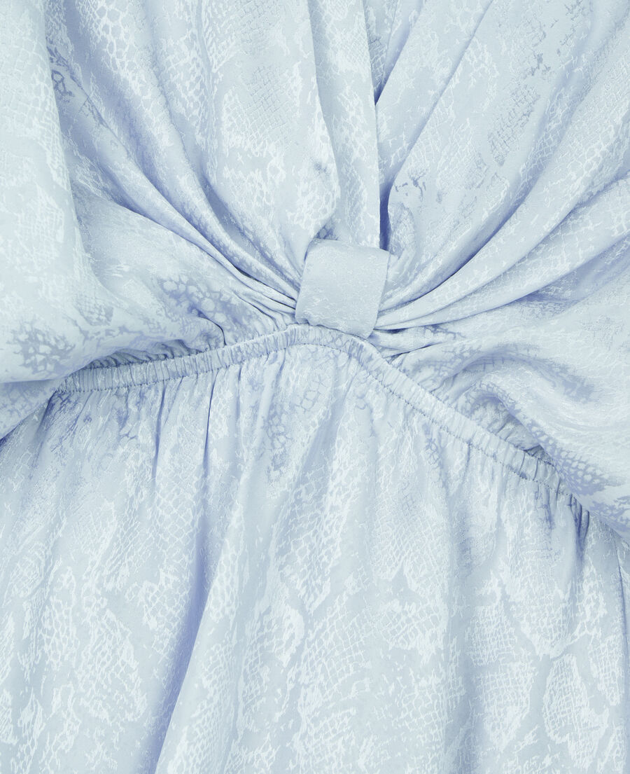 vestido corto azul pitón jacquard drapeado