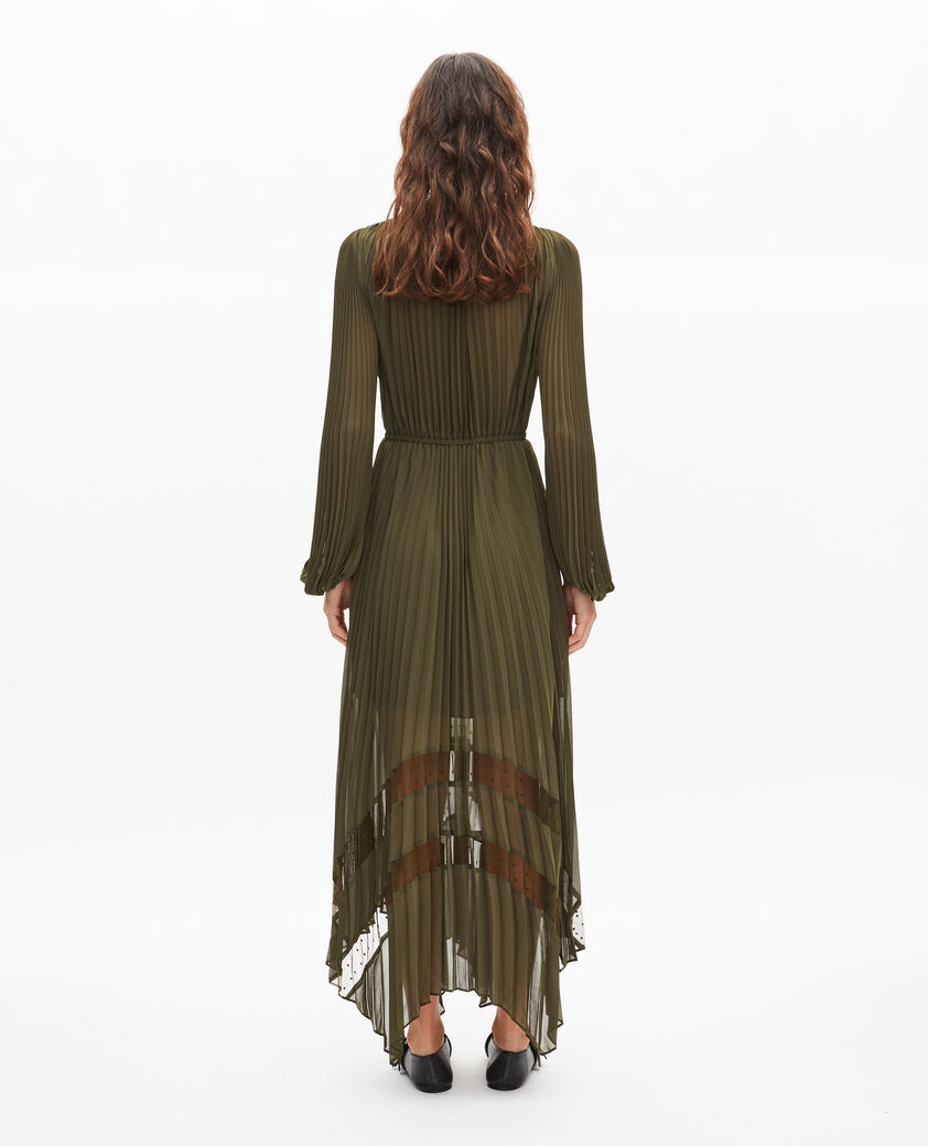 The Kooples WOMEN KAKI khaki pleated maxi dress