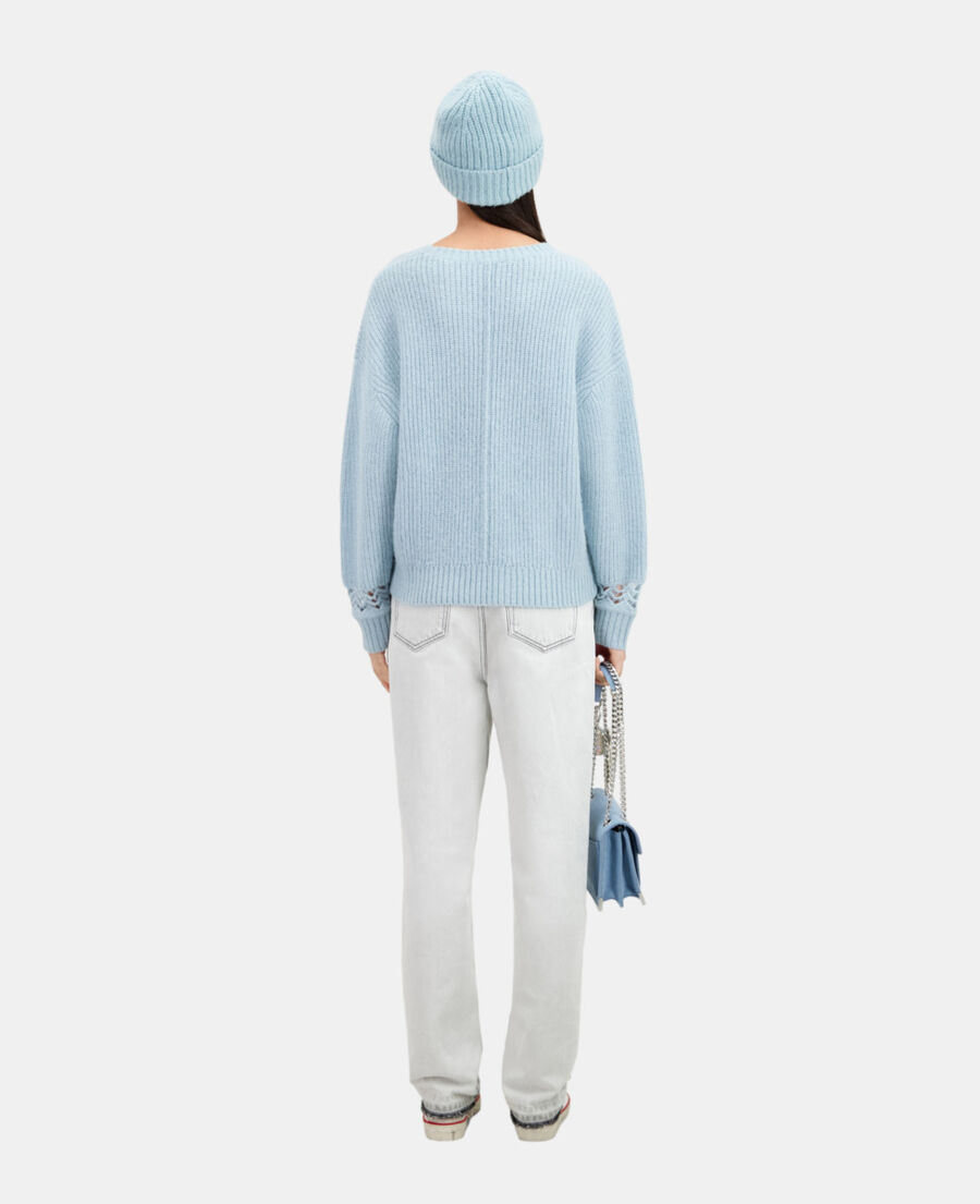 The Kooples FEMME BLUE GREY pull bleu en laine mélangée