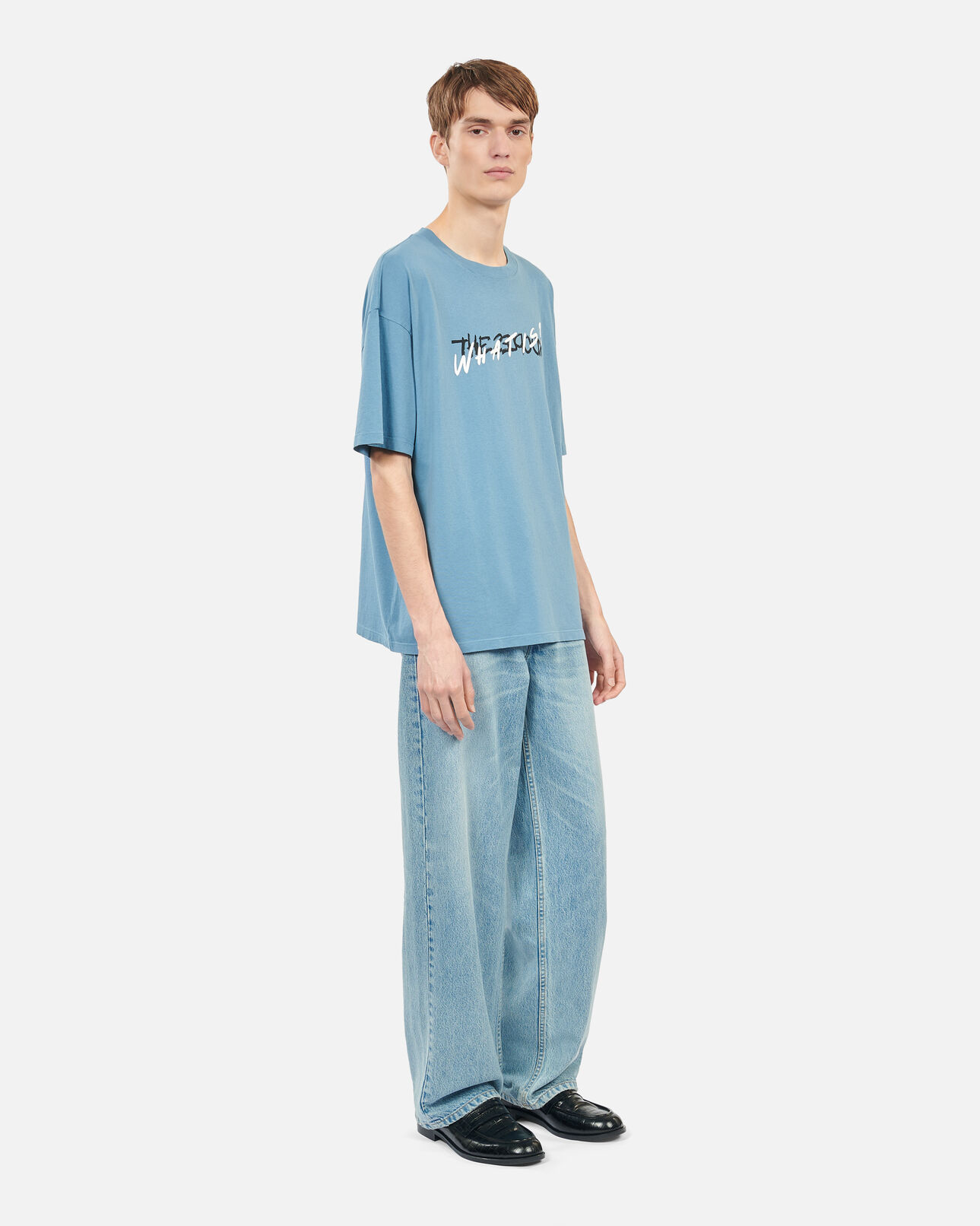 The Kooples MEN STONE BLUE light blue what is handwritten serigraphy t-shirt