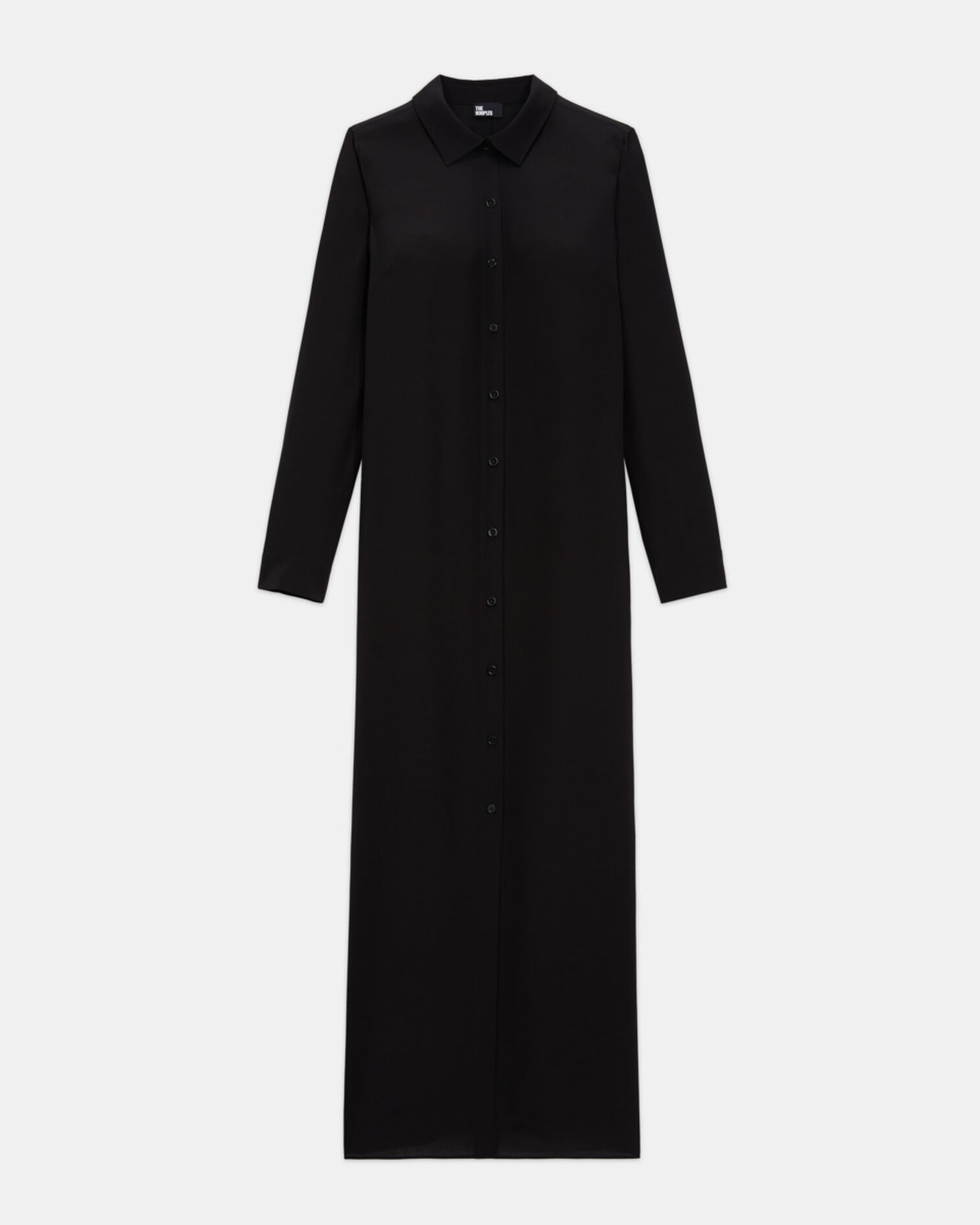 Long black silk dress, BLACK, hi-res image number null