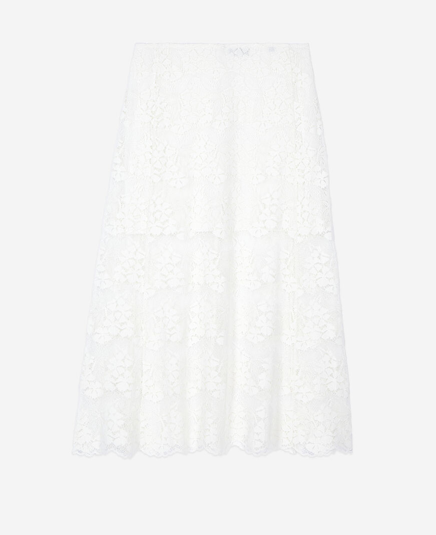 The Kooples WOMEN ECRU long ecru lace skirt
