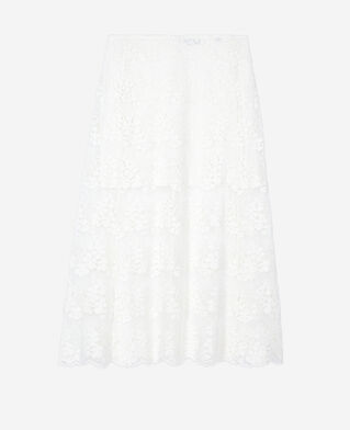 The Kooples WOMEN ECRU long ecru lace skirt