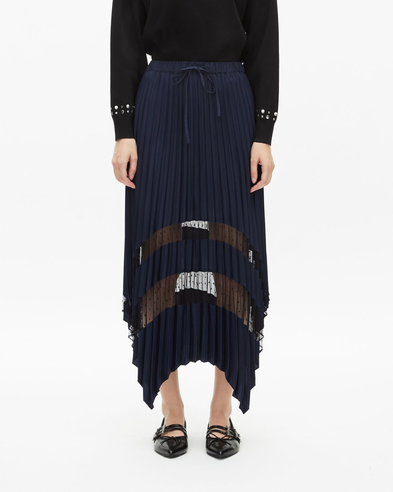 The Kooples MUJER NAVY falda larga plisada azul marino