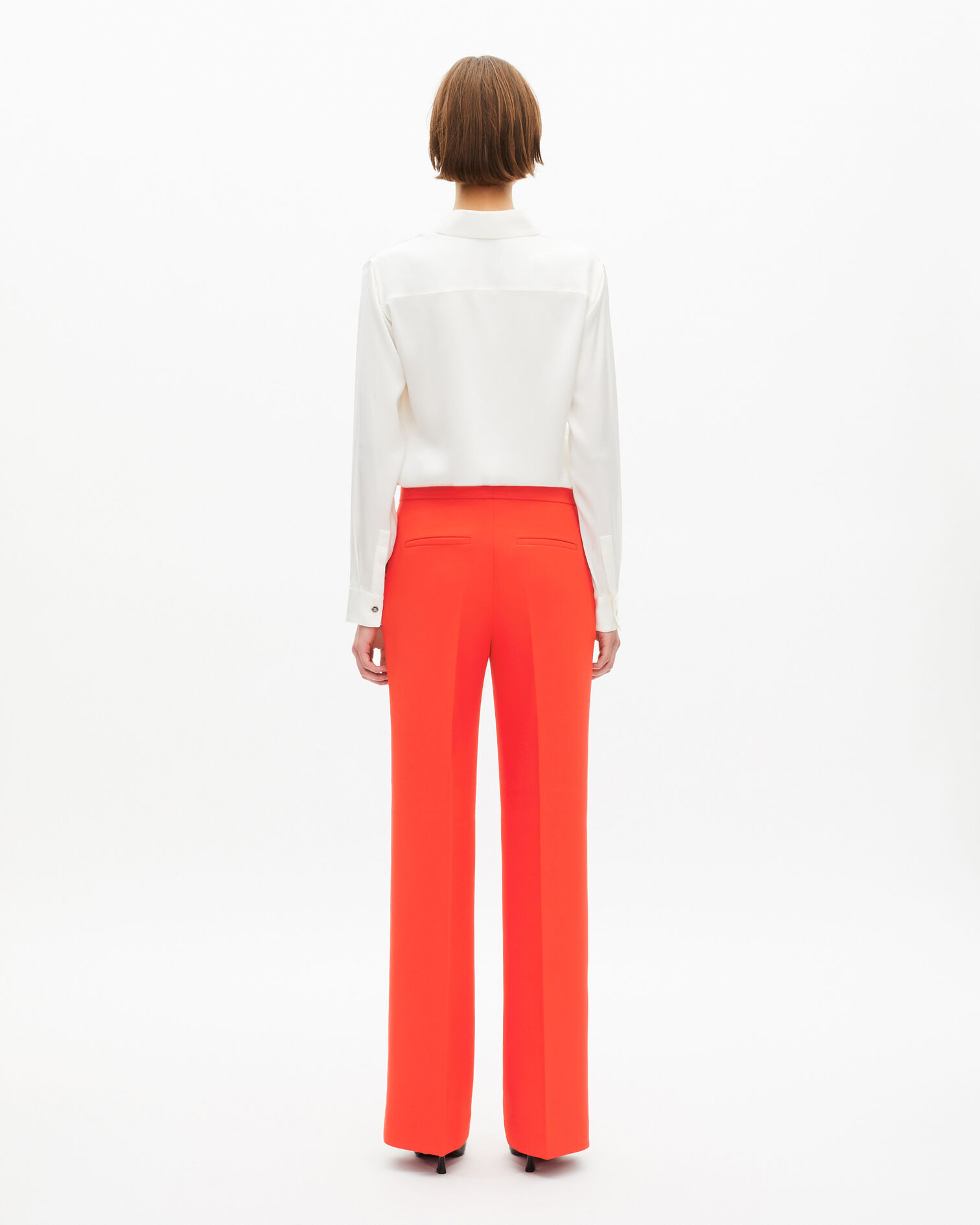 Orange crêpe suit pants, ORANGE, hi-res image number null