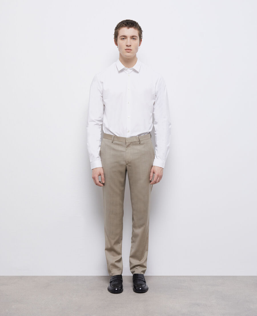 beige end-on-end wool suit pants