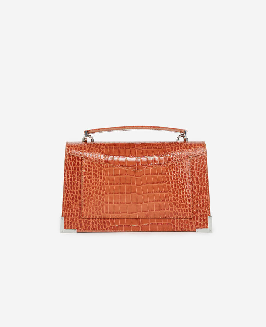emily medium red croc-print bag in leather