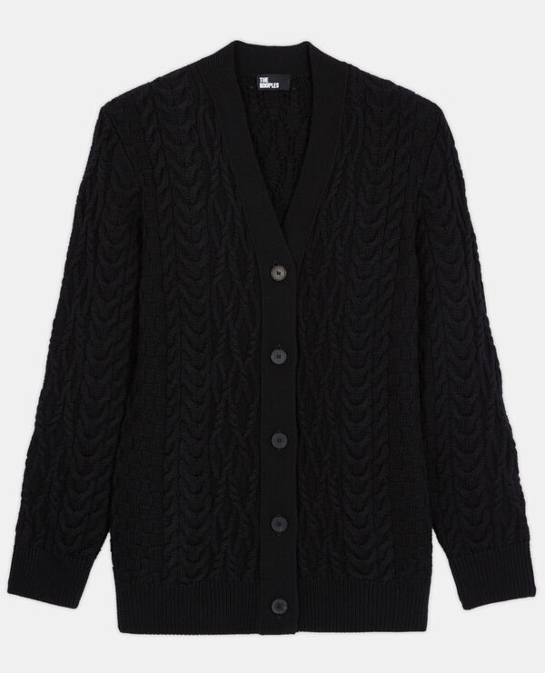 black wool cardigan