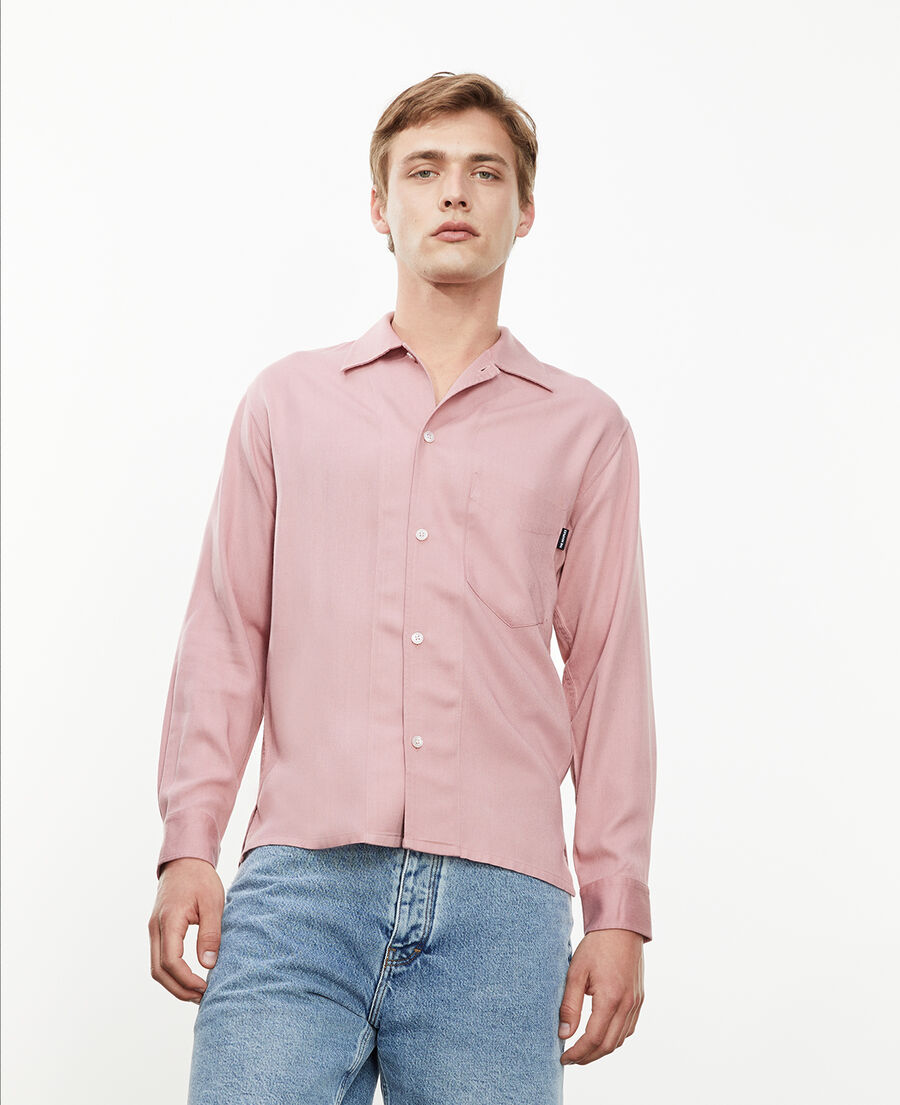 camisa fluida rosa palo bolsillo