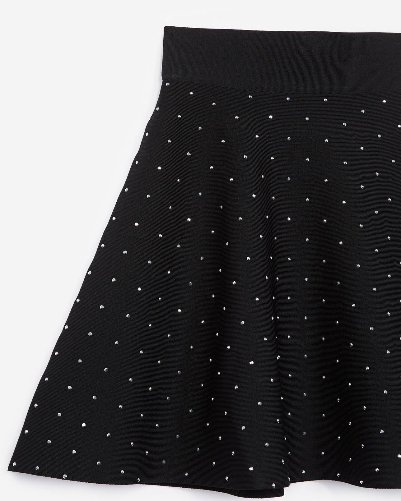 The Kooples WOMEN BLACK studded short black skirt in stretch fabric