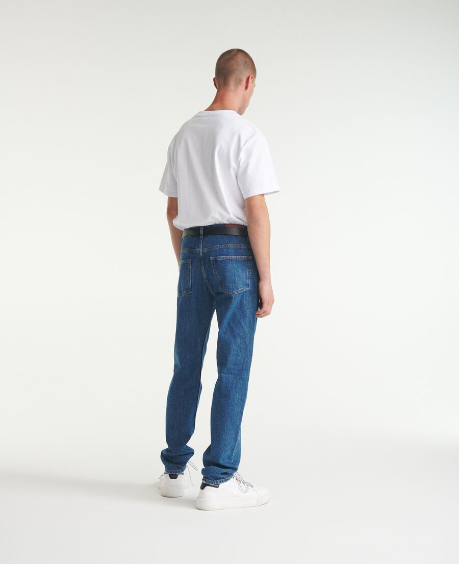 tapered slim-fit blue jeans