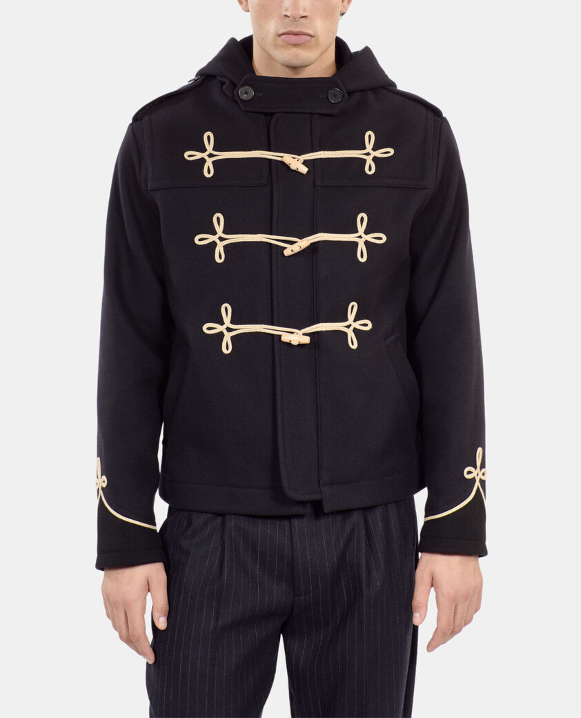 The Kooples MEN DARK NAVY short navy blue hooded pea coat