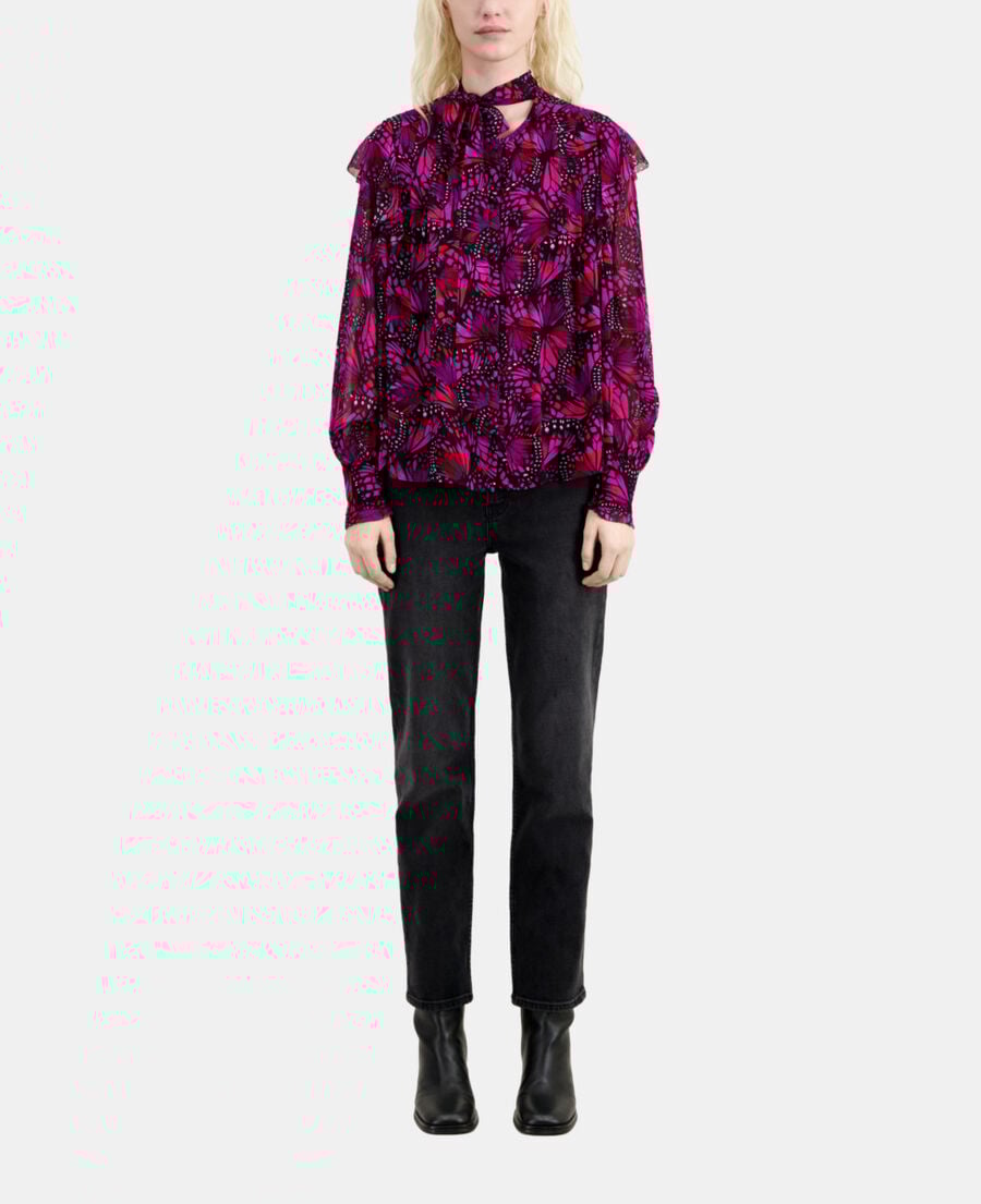 The Kooples FEMME PINK top imprimé avec volants