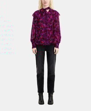 The Kooples FEMME PINK top imprimé avec volants