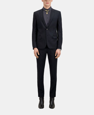 The Kooples HOMME DARK NAVY veste de costume prince galles en laine bleu marine
