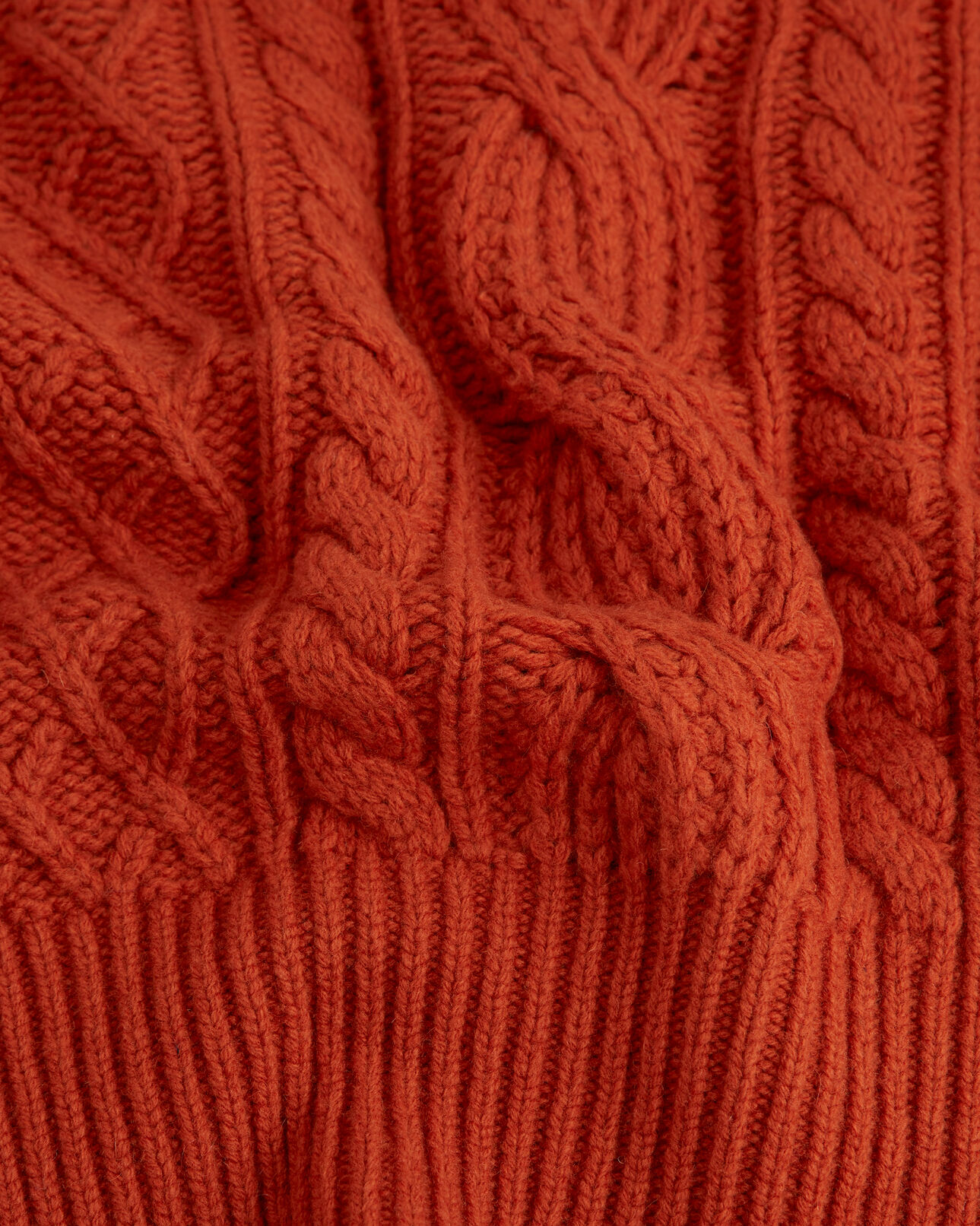 The Kooples WOMEN ROUILLE rust turtleneck wool sweater with cable knit